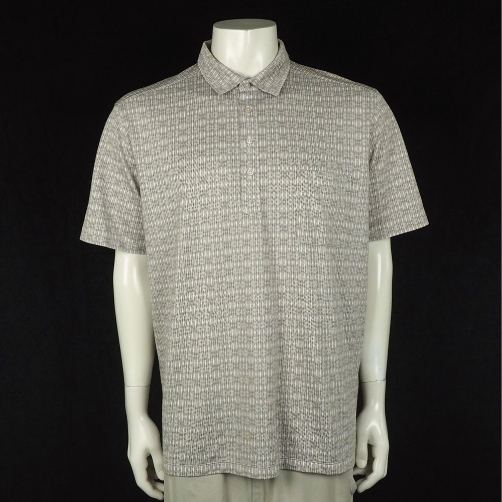 Tommy Bahama San Lucio Shibori Splash Polo Shirt Mens XL Khaki Brown Geometric